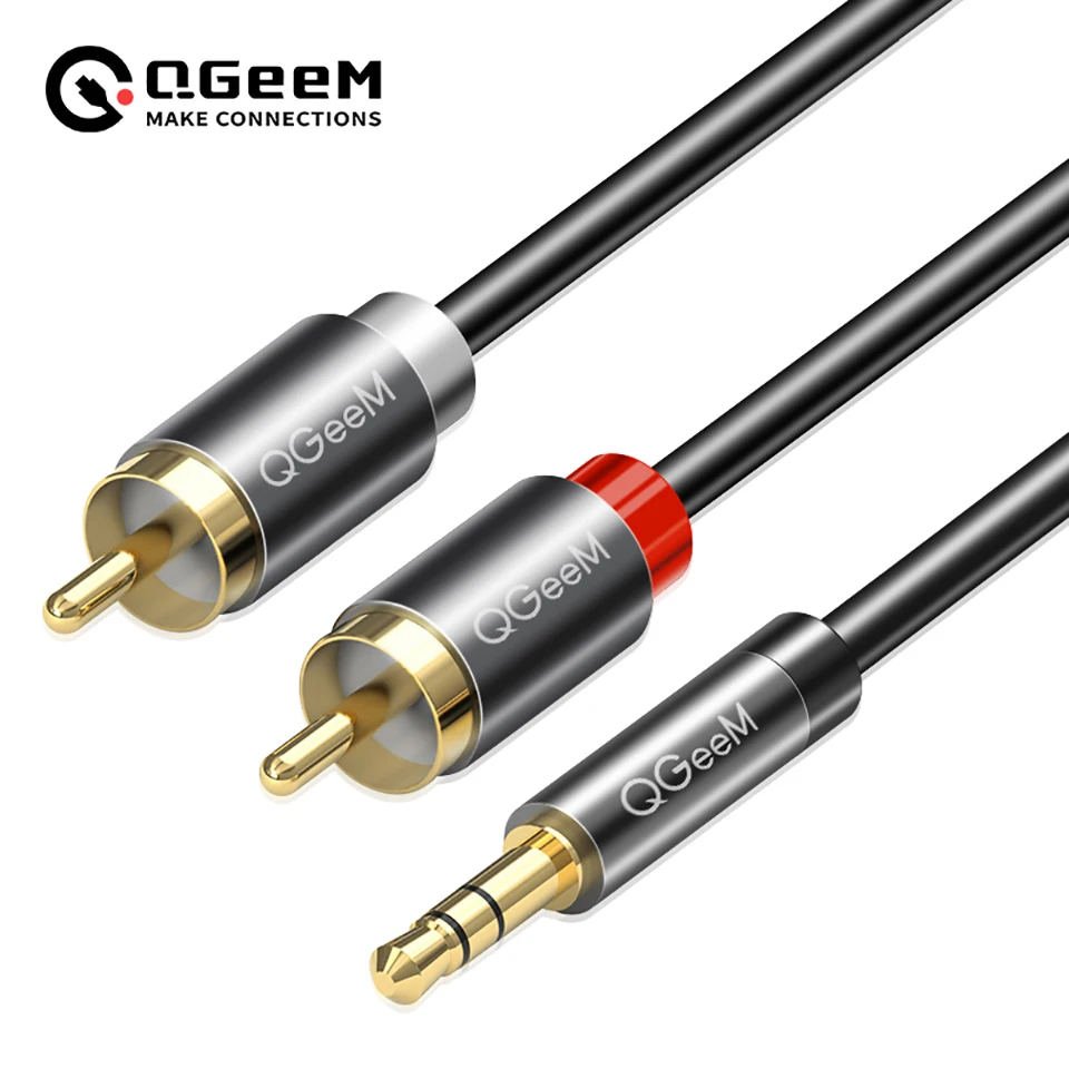 QGeeM RCA Cable 2RCA to 3.5 Au - Home Cinema Sound System ulasan dan harga
