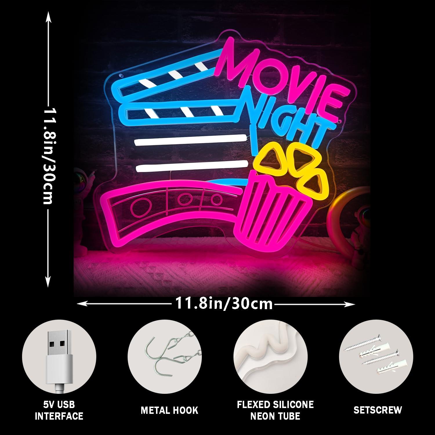 Movie Night Neon Sign USB Dimm - Home Cinema Night ulasan dan harga