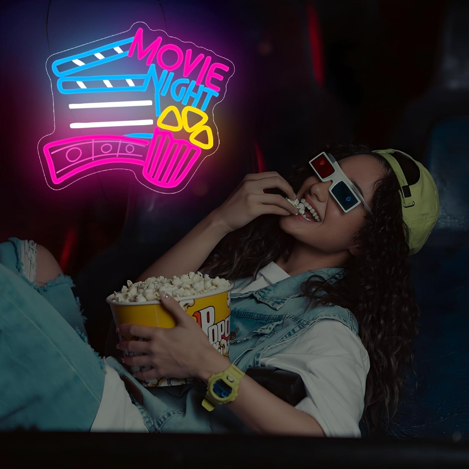 Movie Night Neon Sign USB Dimm - Home Cinema Night ulasan dan harga