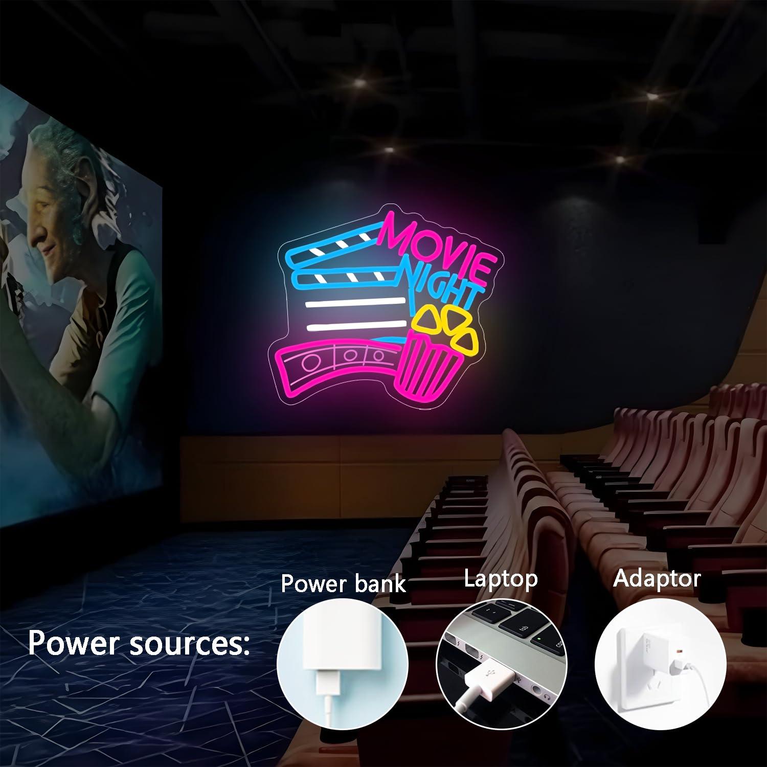 Movie Night Neon Sign USB Dimm - Home Cinema Night ulasan dan harga