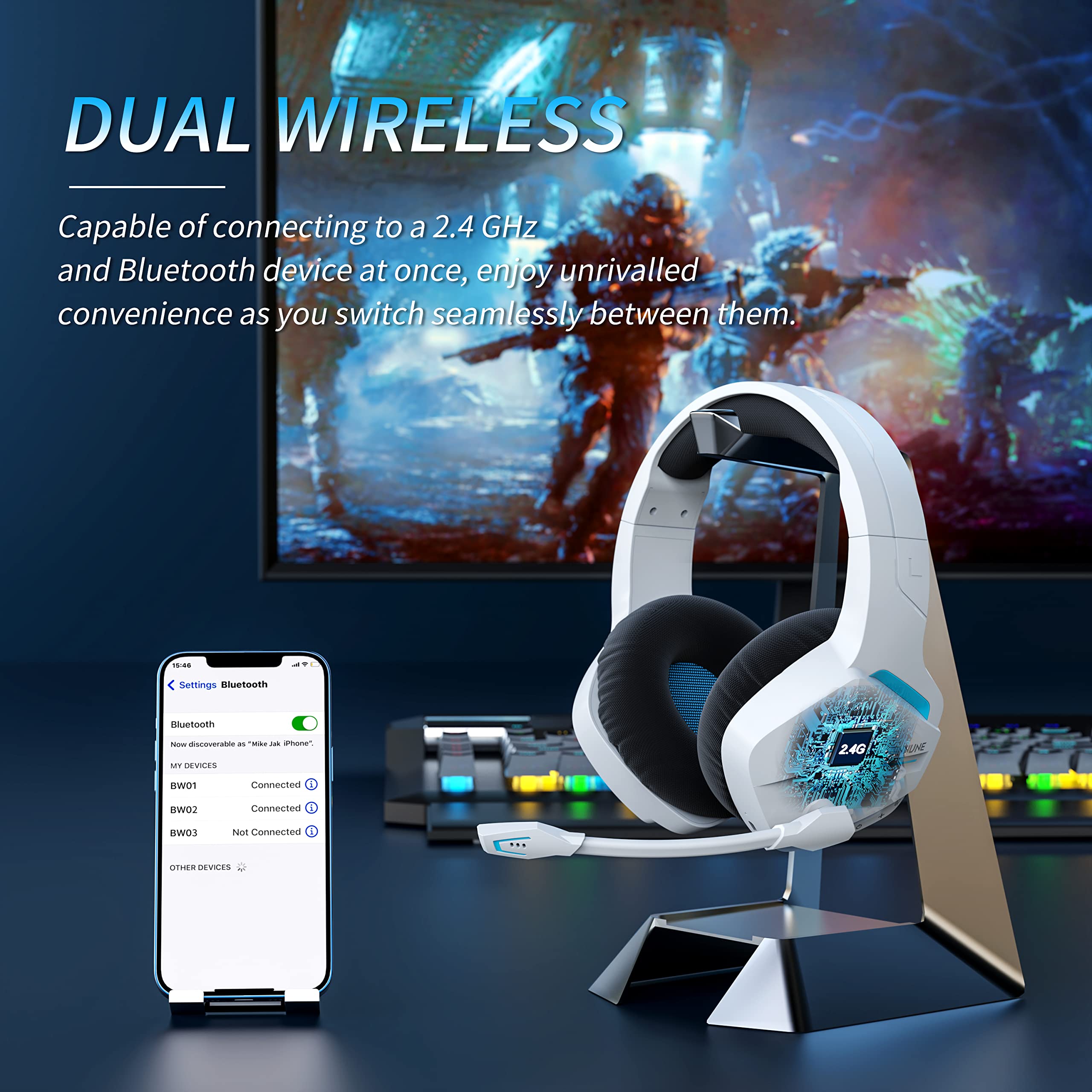 BINNUNE BW01 Gaming Headset wi - Home Cinema Headphones ulasan dan harga