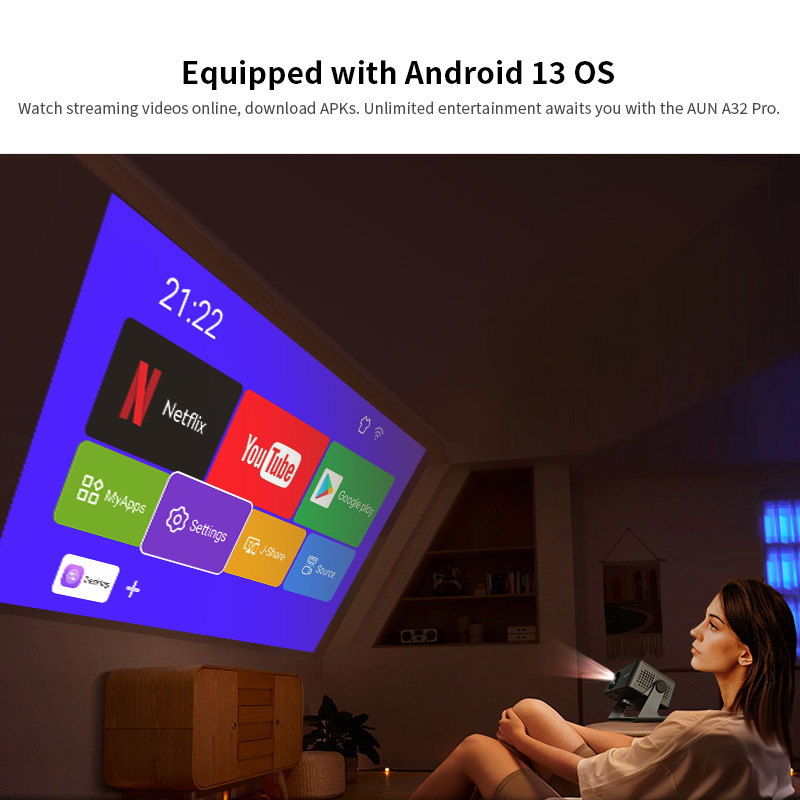 AUN A32 Pro Android 13 Project - Home Cinema Night ulasan dan harga