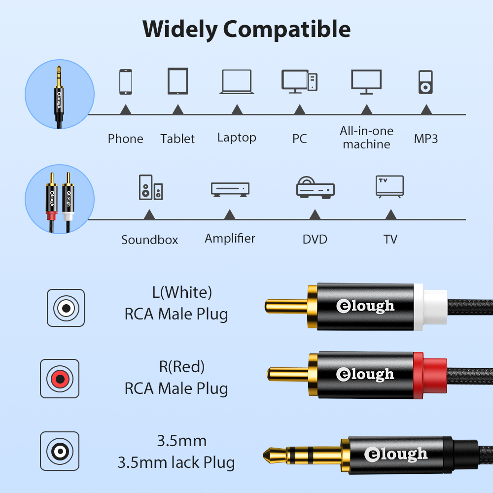 Elough RCA Cable AUX RCA Speak - Home Cinema Sound System ulasan dan harga