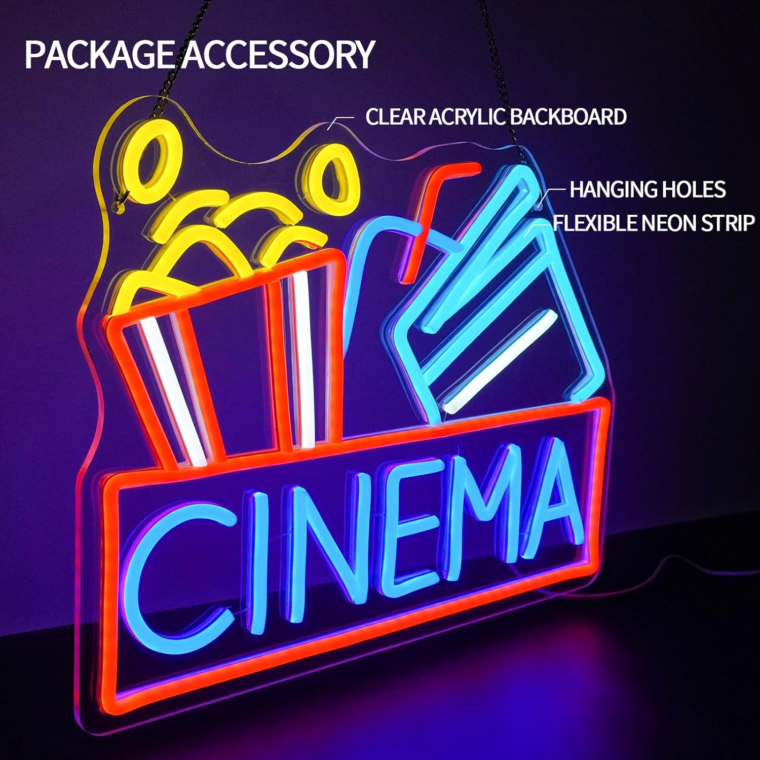 Cinema Neon Sign USB Powered L - Home Cinema Night ulasan dan harga